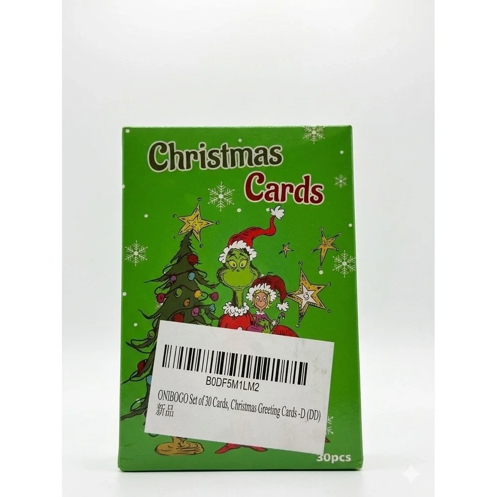 ONIBOGO How the Grinch Stole Christmas Cards 30‎ Count Box Merry Grinchmas Green